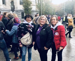 Con Soledad Murillo y Puri Causapié en el Punto de inicio de la Manifestación 25N en 2018
